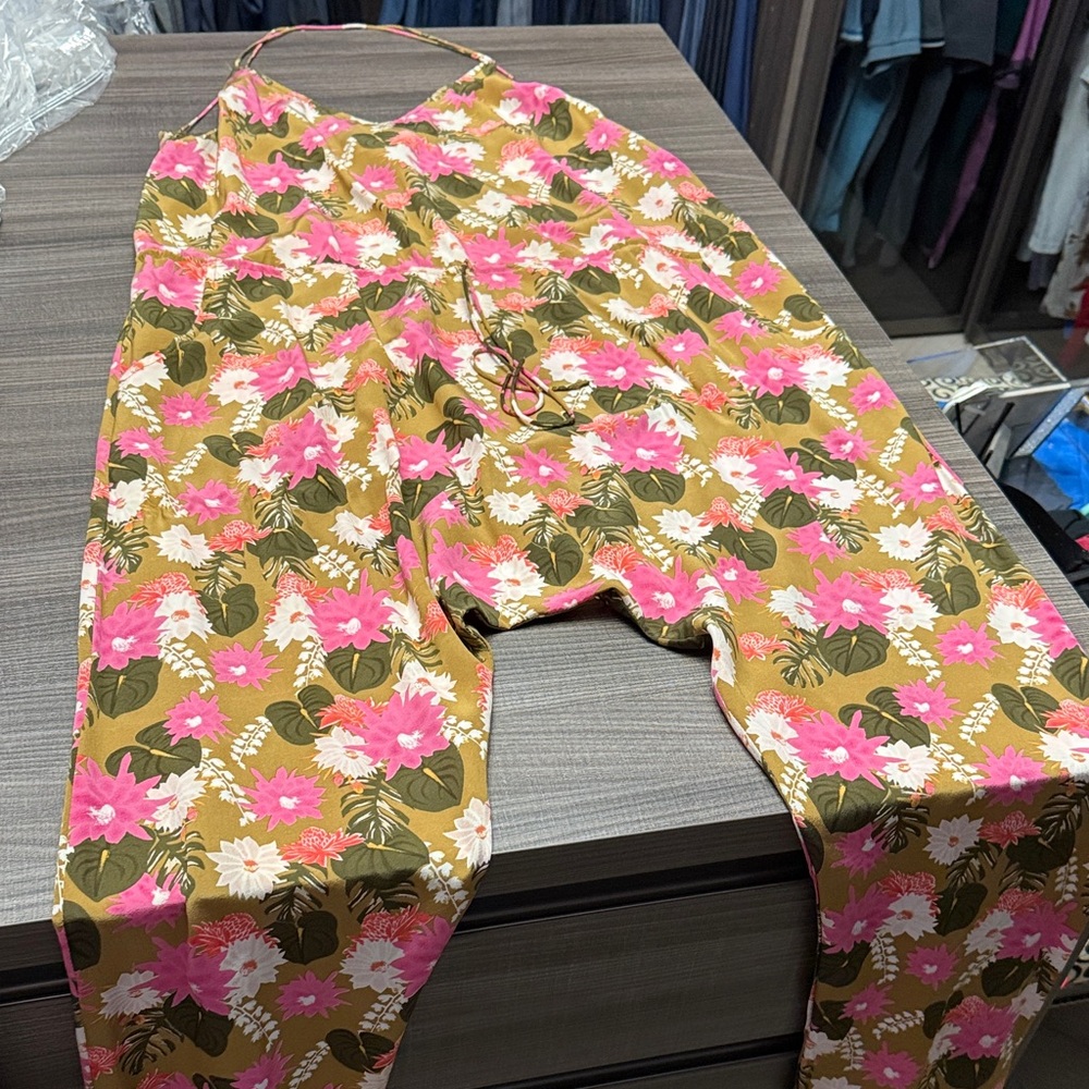 Acacia Swimwear Floral Jumpsuit in Pink and Green